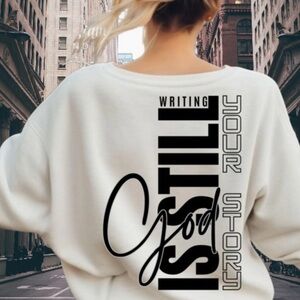 White Sweatshirt with Inspirational Graphic